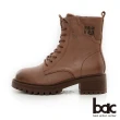 【bac】經典雙色感綁帶金屬飾扣裝飾短靴(棕色)