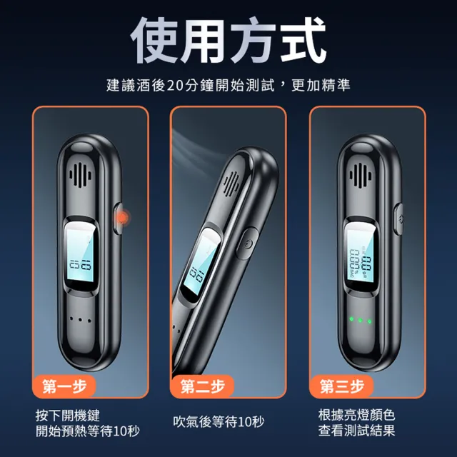 【YORI優里】高靈敏度酒精測試儀-無需吹氣管(酒測器 警用酒測器 酒測棒 酒測機 酒精檢測器)