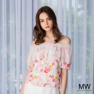 【MAGIQUE WARDROBE】二穿式蕾絲印花雪紡上衣(粉紅印花)
