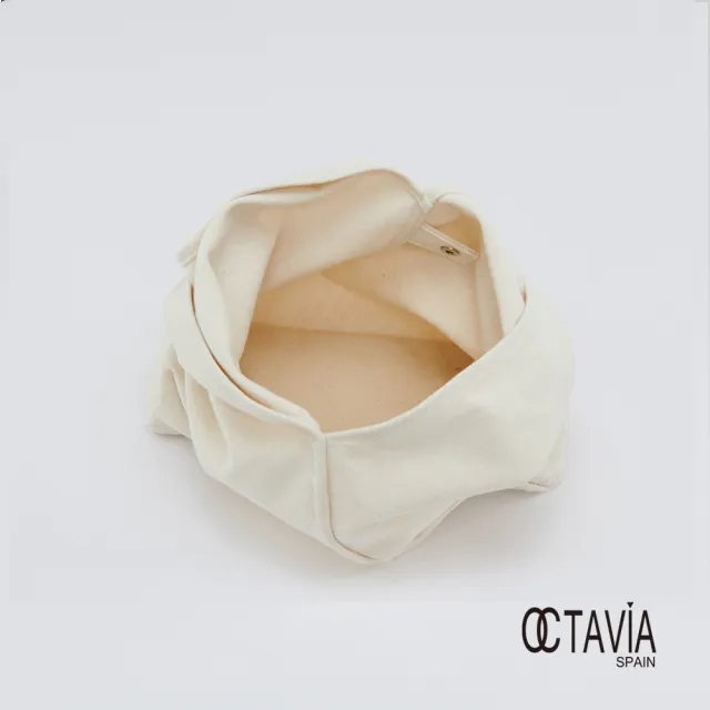 【OCTAVIA 8】雙11 手提帆布包 皮感編織手把交叉領三角帆布包(二色可選)