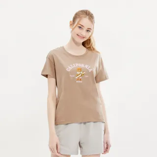 【Hang Ten】女裝-COMFORT FIT BCI純棉加州熊主題印花短袖T恤(卡其)