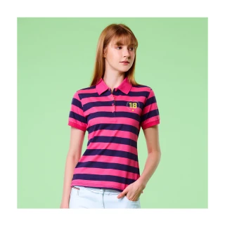 【Jack Nicklaus 金熊】GOLF女款條紋造型POLO衫/高爾夫球衫(粉紅色)