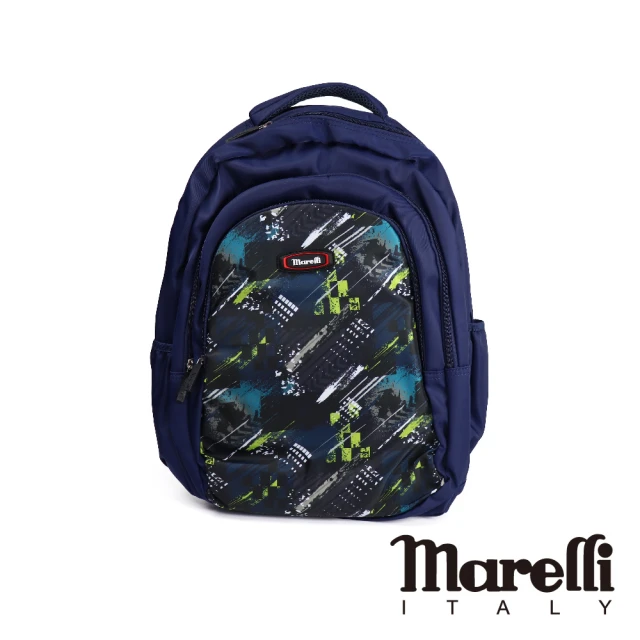 【Marelli】舒適減壓設計多夾層休閒後背包 幾何彩繪(ZM070-B)