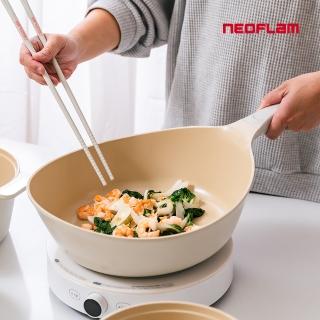 【NEOFLAM】VULCAN白火山系列鑄造28公分炒鍋(全新陶瓷塗層升級款/IH爐可用鍋/非鐵氟龍不沾塗層)