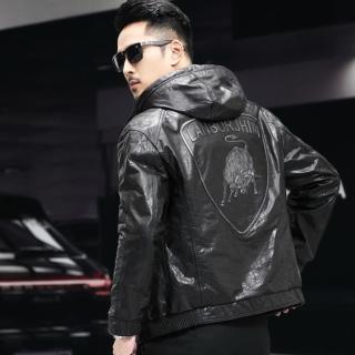 【巴黎精品】現貨+預購 真皮皮衣機車夾克(油蠟牛皮連帽機車夾克男外套2色v1ao67)