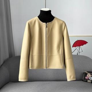 【巴黎精品】現貨+預購 真皮皮衣機車夾克(微高領帥氣羊蹄機車夾克女外套2色v1ao46)