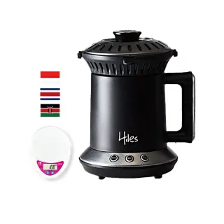 【Hiles】氣旋式熱風家用烘豆機VER2.0組合(附600g精選生豆+磅秤 / 咖啡機 炒豆機 烘焙機 磨豆機)