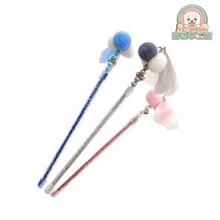 【寵物夢工廠】絨球羽毛伸縮逗貓2入(貓咪玩具 貓玩具 絨球 寵物玩具 逗貓 喵星人 貓主子 貓奴必備)
