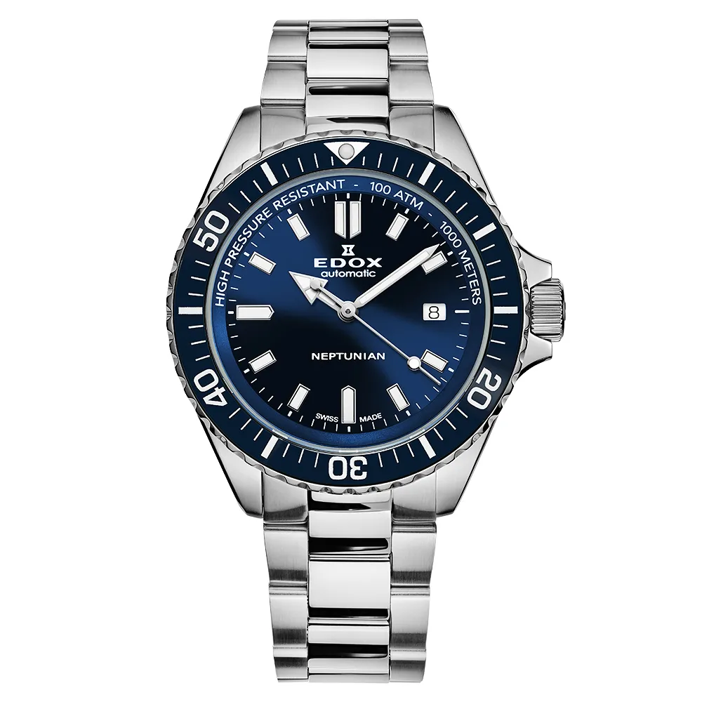 【EDOX 伊度】Neptunian 海神特別版 1000米潛水機械錶 99狂買節(E80120.3BUM.BUF)