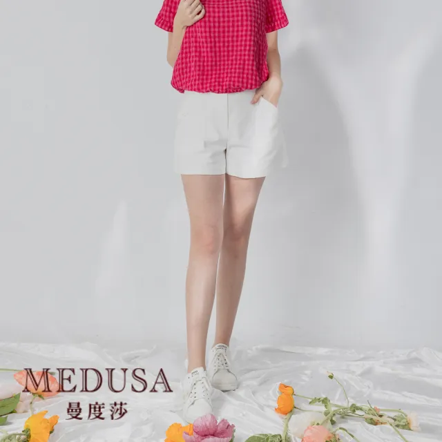 【MEDUSA 曼度莎】現貨-斜壓褶口袋寬口短褲 - 3色（M-XL）｜女短褲 女棉短褲 寬口顯瘦(320-60803)