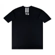 【Y-3 山本耀司】Y-3白字LOGO白色三條紋造型純棉短袖圓領T恤(平輸品/男/黑)