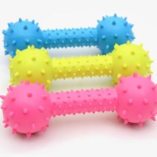 【PETA】TPR帶刺槓鈴寵物磨牙啃咬玩具*6入(柔韌耐咬/狗狗互動訓練/大型犬小型犬/優質貓狗玩具)