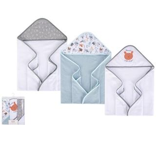 【Luvable Friends 甜蜜寶貝】嬰幼兒可愛動物連帽浴巾/包巾3入組 76x76cm/送禮自用皆可 乖乖虎(LF52576)