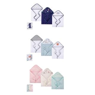 【Luvable Friends 甜蜜寶貝】嬰幼兒可愛動物連帽浴巾/包巾3入組 76x76cm/送禮自用皆可(LF037)