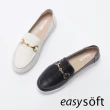 【Easy Spirit】ELAXI 馬銜釦真皮休閒樂福鞋(白色)