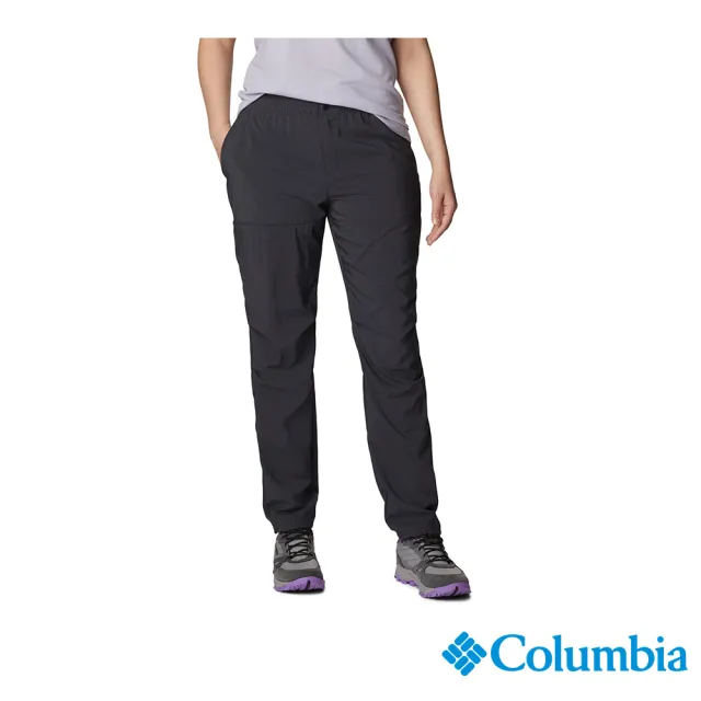 【Columbia 哥倫比亞 官方旗艦】女款-W Coral Ridge™UPF50快排長褲-黑色(UAR54980BK / 2023春夏)