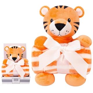 【Luvable Friends 甜蜜寶貝】嬰幼兒安撫娃娃＋毛毯 76x91cm 禮盒組 活力小虎(LF00056)