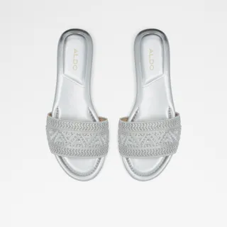 【ALDO】GHALIA-奢華淑媛埃及風圖紋水鑽氣墊舒適拖鞋-女鞋(銀)