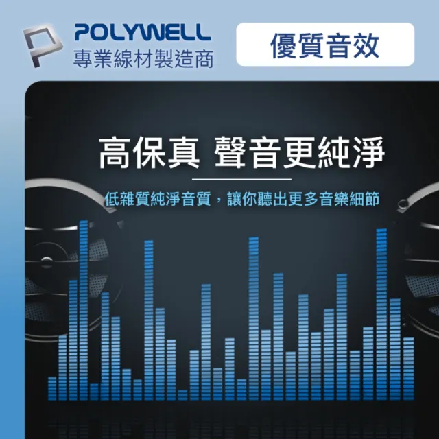 【POLYWELL】3.5mm AUX音源延長線 公對母 三極 0.5M