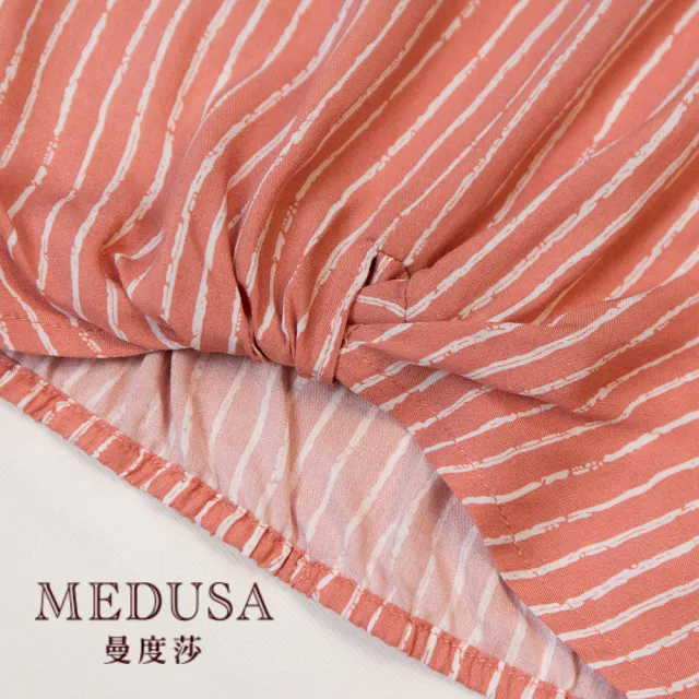 【MEDUSA 曼度莎】現貨-柔粉條紋嫘縈上衣（M-XL）｜女上衣 女短袖上衣 嫘縈上衣(101-71701)