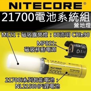 【NITECORE】電筒王 21700(智慧電池系統組 80流明 CRI 露營燈 磁吸照明)