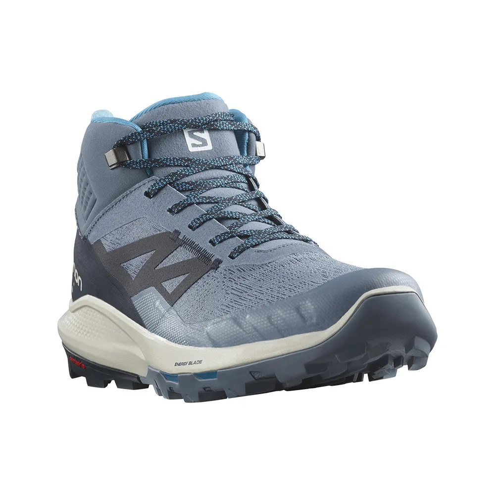 【salomon官方直營】男 OUTpulse Goretex 中筒登山鞋(瓷器藍/碳黑/月球岩灰)