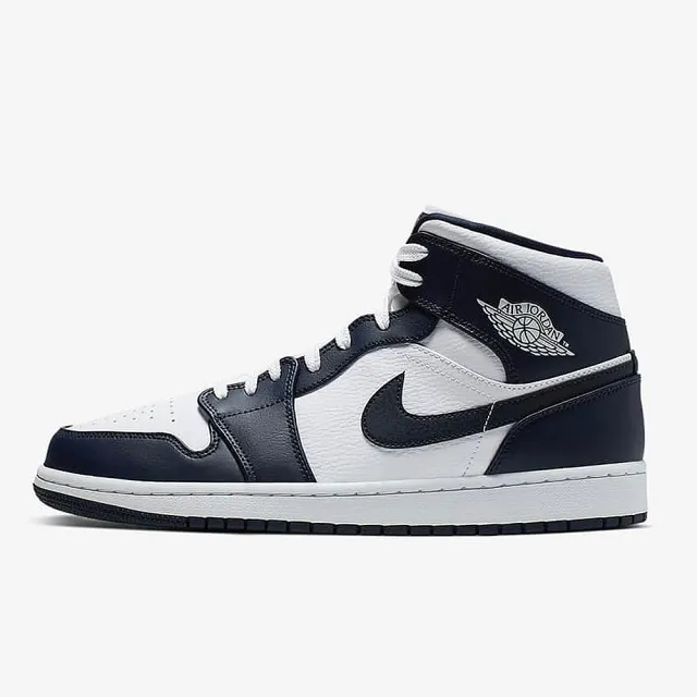 NIKE 耐吉】Air Jordan 1 Mid Obsidian 白男鞋黑曜石藍白休閒鞋AJ1