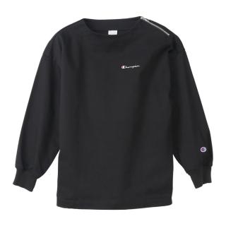 【Champion】官方直營 女款-Logo肩拉鍊大學Tee-黑色(CW-S412-090)