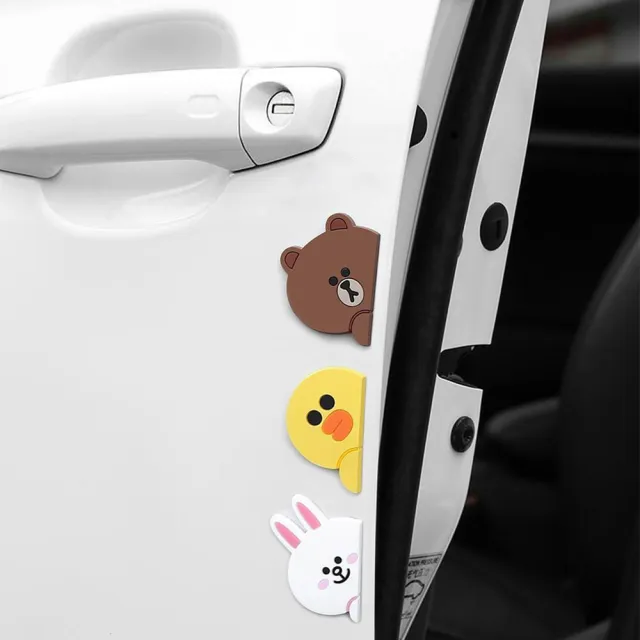【LINE FRIENDS】熊大兔兔造型車用防撞貼2入組(防刮貼 防撞條 後視鏡防撞貼)