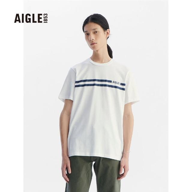 【AIGLE】男 有機棉短袖T恤AG-FAE30A130 白色(男裝 有機棉 短袖T恤)