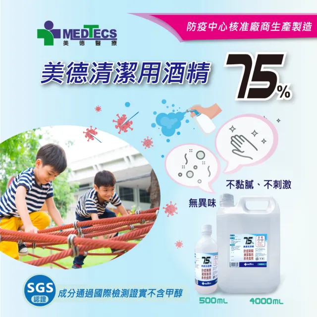 週期購【MEDTECS 美德醫療】75%清潔用酒精24瓶 (500ml/瓶) (不含甲醇/無異味/不黏膩/不刺激)