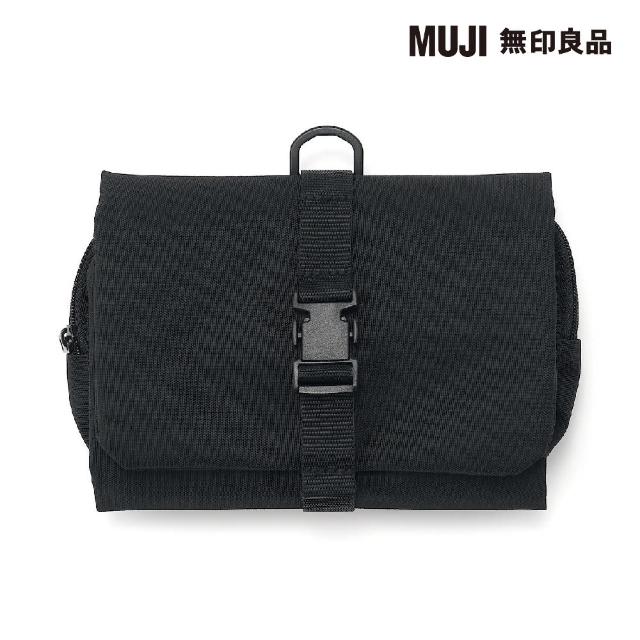 【MUJI 無印良品】聚酯纖維吊掛可拆收納袋/黑(黑.約12x18x4.5cm)