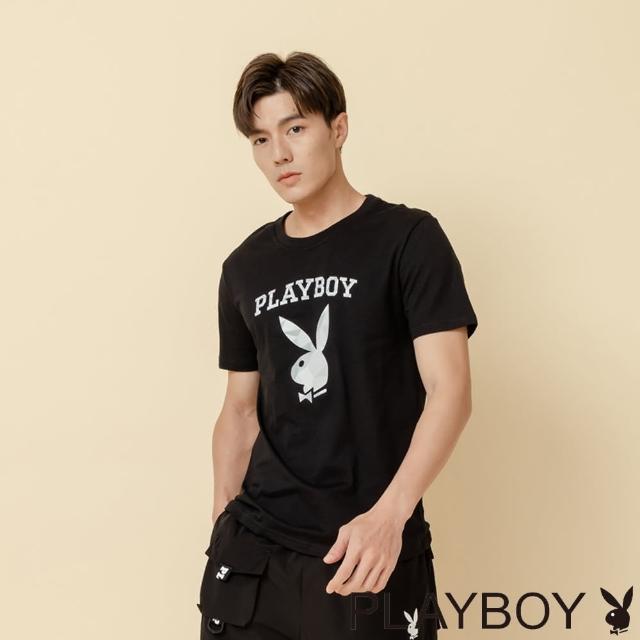 【PLAYBOY】幾何印兔頭上衣(黑色)