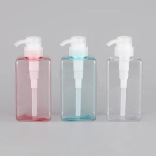 【收納家】亮面透明正方乳液PET按壓瓶｜450ml 6入組(空瓶 塑膠瓶 乳液瓶 分裝瓶)