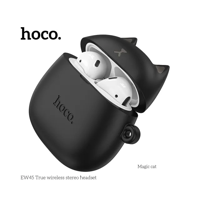 【HOCO】EW45 真無線藍芽耳機 貓咪造型(黑色/紫色/綠色/棕色)