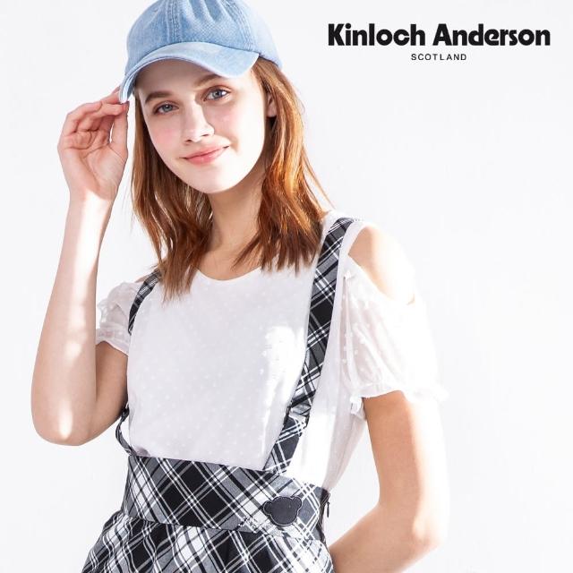 【Kinloch Anderson】圓領短袖上衣 輕甜小露肩荷葉圓點雪紡上衣 T恤 附活動式別針  金安德森女裝(粉紅)