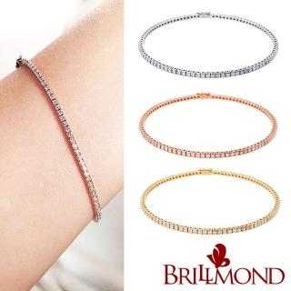 【BRILLMOND JEWELRY】天然鑽石手鍊1克拉18K金輕奢閃亮三色選(18K金臺 總重1克拉)