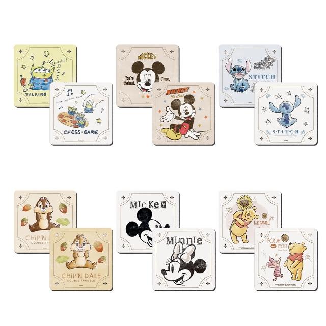 【收納王妃】Disney 迪士尼 復古風 軟式珪藻土杯墊 杯墊 防潮 硅藻土 防滑墊 隔熱墊 方形 2入組(10x10x0.5)