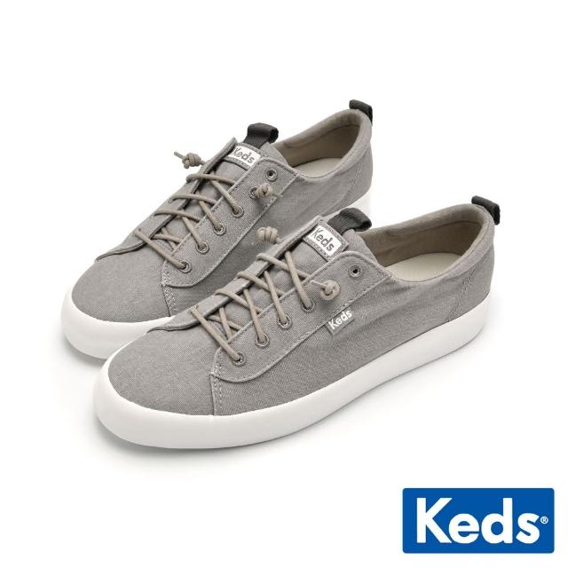 【Keds】KICKBACK 舒適免綁帶帆布休閒鞋(灰)