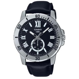 【CASIO 卡西歐】經典羅馬時刻潛水風格設計皮帶指標腕錶-黑(MTP-VD200L-1B)