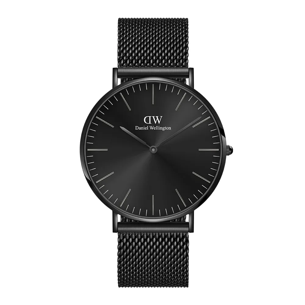 【Daniel Wellington】DW 男錶 Classic Onyx 40mm 寂靜黑米蘭金屬錶(DW00100632)