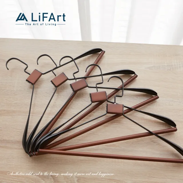 【LiFArt】工業風復古鐵木衣架20入