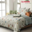 【La mode】環保印染100%精梳棉兩用被床包組-玩咖動物園+松鼠小玩咖兩用抱枕毯(雙人)