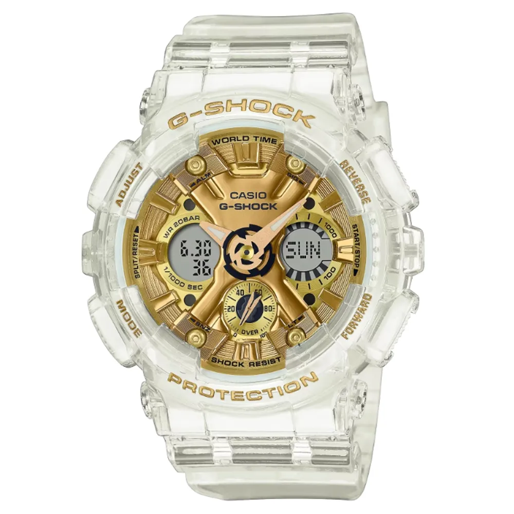 【CASIO 卡西歐】G-SHOCK時尚晶透系列 透明金_GMA-S120SG-7A_45.9mm