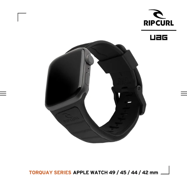 UAG X RIP CURL Apple Watch 42/44/45/49mm 雙色矽膠運動錶帶-石墨黑(UAG)