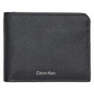 【Calvin Klein 凱文克萊】燙銀1+1 防刮短夾 帥黑氣(ck短夾 男夾 男皮夾 男用短夾 男用短夾 黑色)