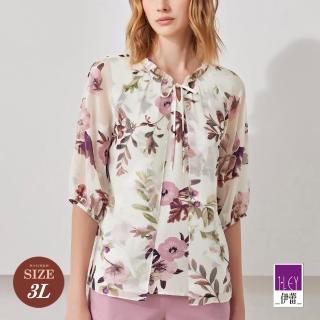 【ILEY 伊蕾】浪漫花卉緹花透膚假兩件式上衣(白色；M-3L；1231071406)