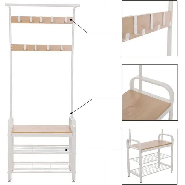 【hoi! 好好生活】多功能玄關收納衣帽架-典雅白 HSR40W