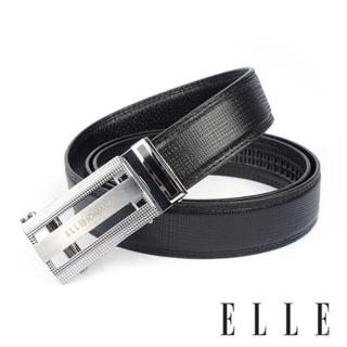 【ELLE HOMME】品牌自動扣皮帶/紳士皮帶-品牌水平鏤空