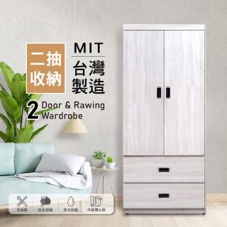 【原森道傢俱職人】3x6尺木心板雙門可吊掛二抽衣櫃/衣櫥/臺灣製(免組裝-冰島雪松色)